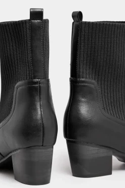 Wide Fit Sock Top Line Western Heeled Boots
