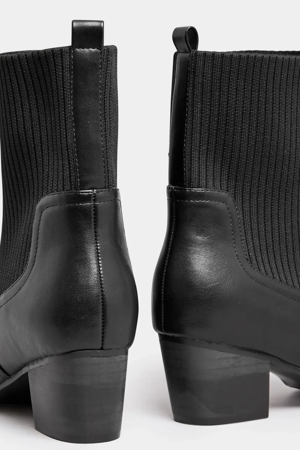 Wide Fit Sock Top Line Western Heeled Boots