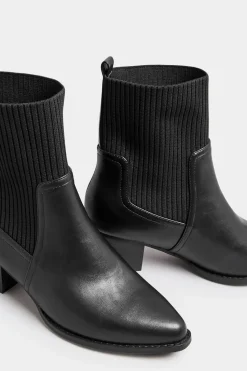 Wide Fit Sock Top Line Western Heeled Boots