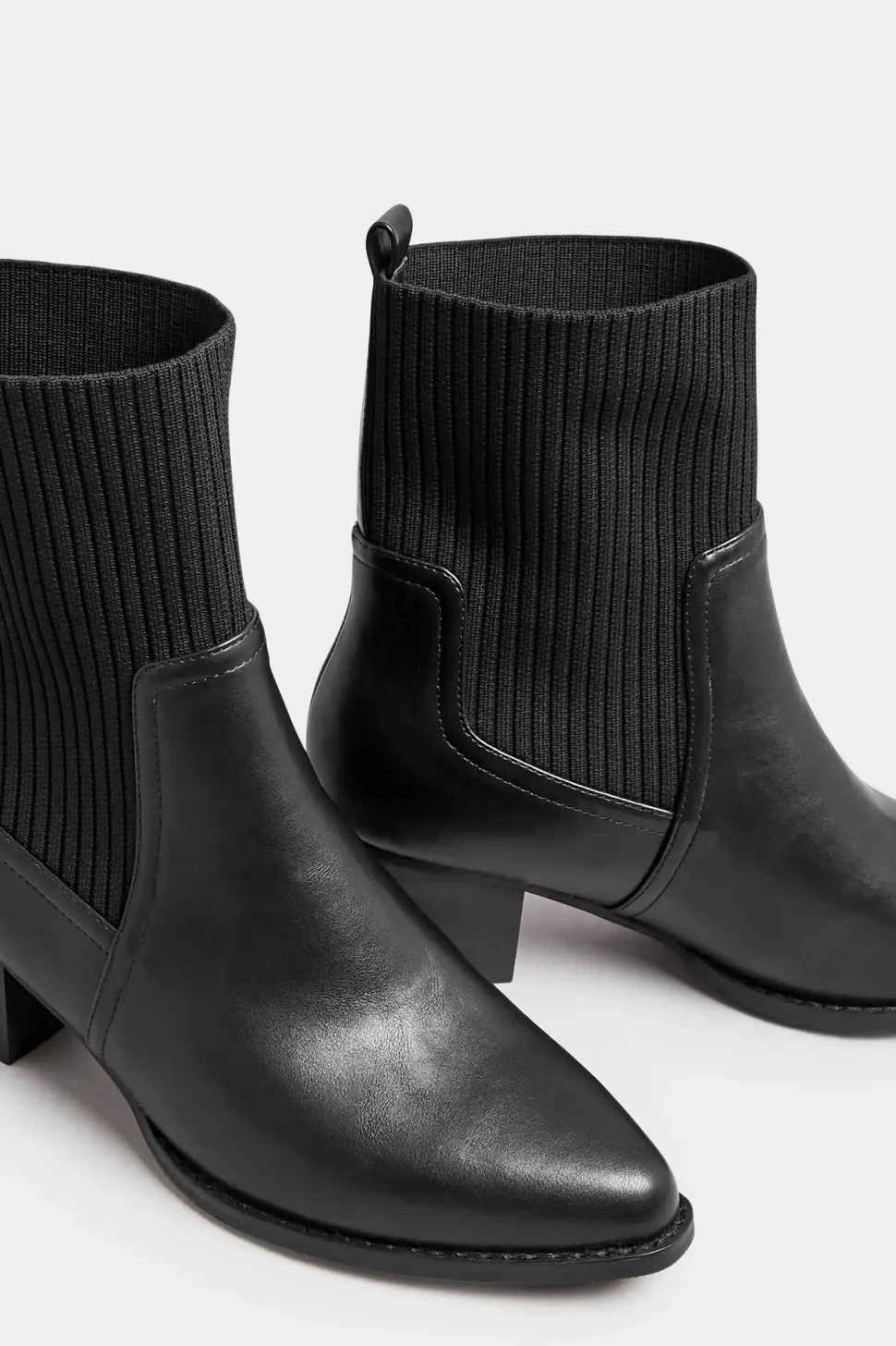 Wide Fit Sock Top Line Western Heeled Boots
