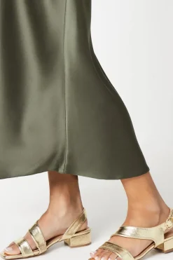 Wide Fit Sunita Faux Leather Asymmetric Low Block Heel Sandals