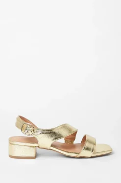 Wide Fit Sunita Faux Leather Asymmetric Low Block Heel Sandals