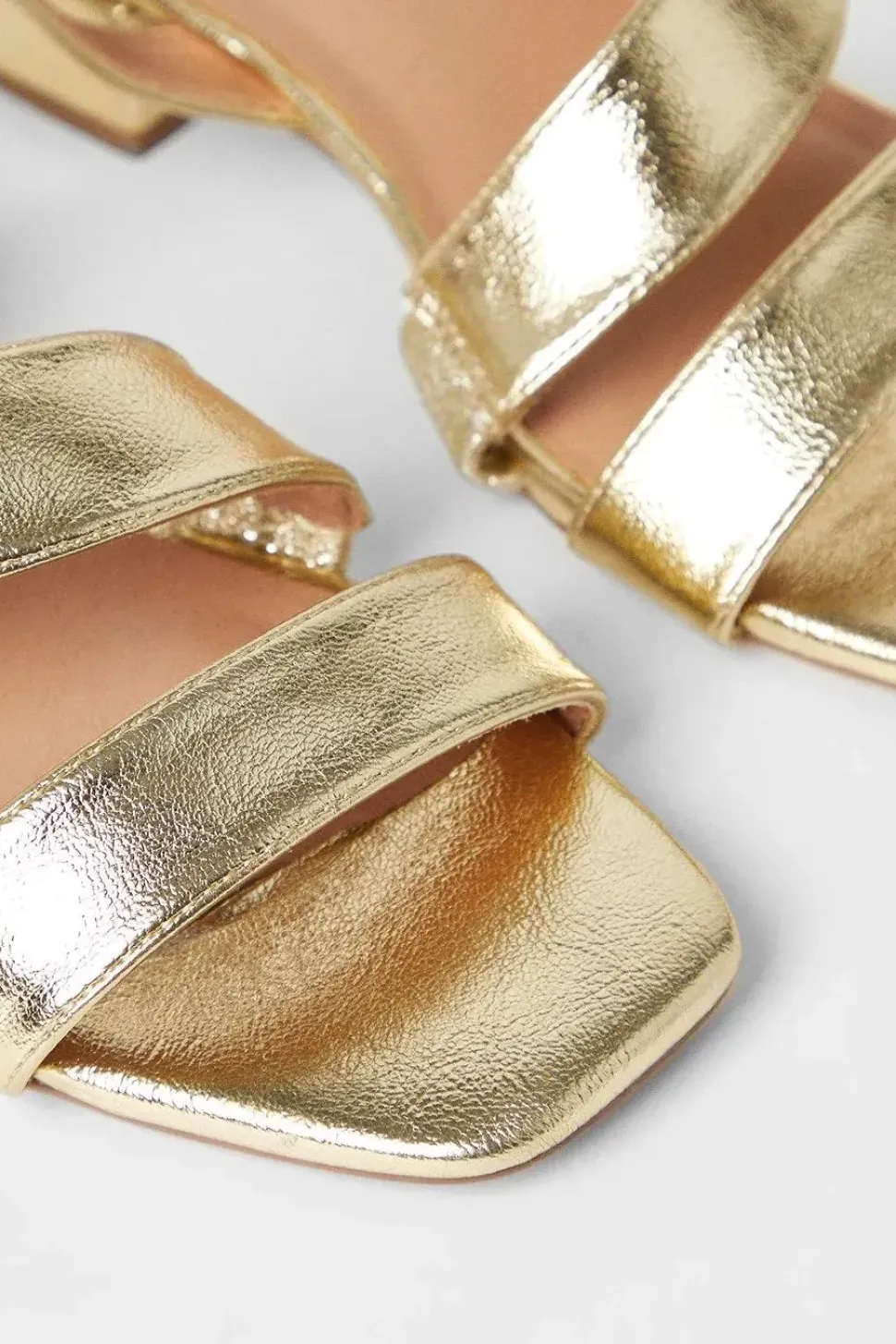 Wide Fit Sunita Faux Leather Asymmetric Low Block Heel Sandals