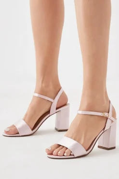 Wide Fit Swirl Satin Block Heel Sandals