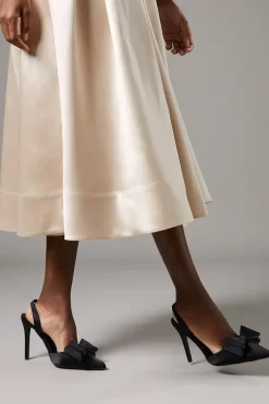 Wide Fit Tamara Satin Bow Sling Back Stiletto Court Shoes