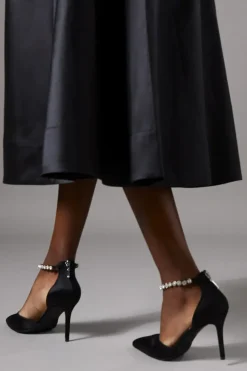 Wide Fit Tatiana Satin Jewelled Anklet High Stiletto Court Shoes