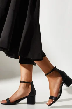Wide Fit Thelma Ankle Strap Medium Block Heeled Sandals
