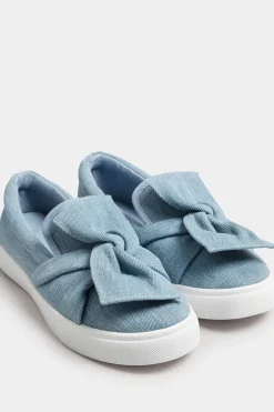 Wide Fit Twisted Bow Slip-On Trainers