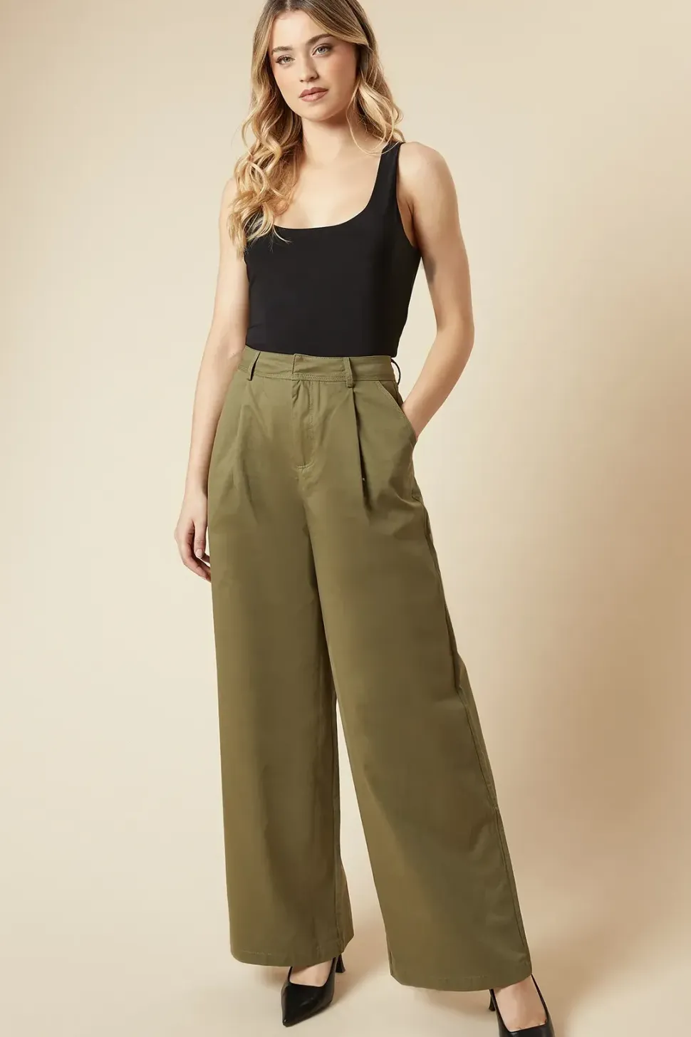 Wide Leg Cotton Trousers