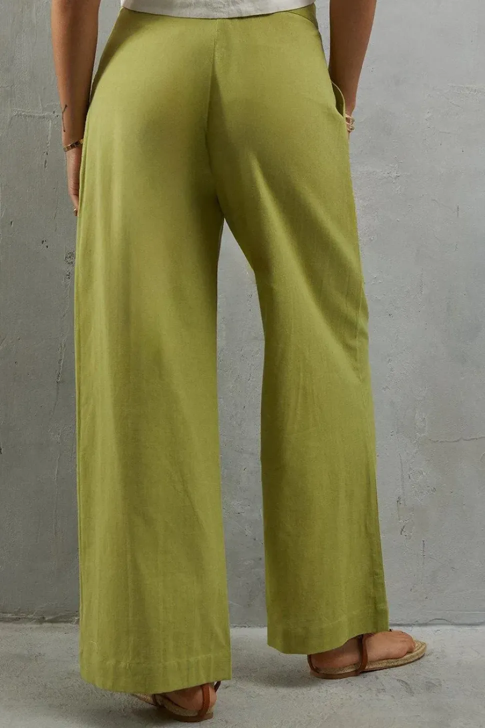Wide Leg Crop Linen Trouser