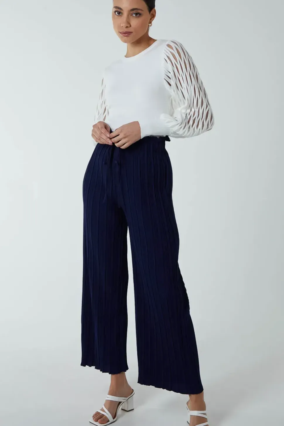 Wide Leg Pleated Trousers