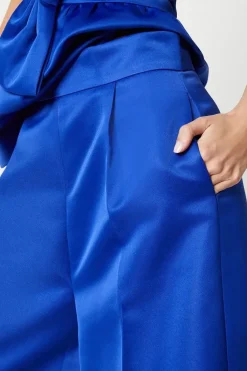 Wide Leg Structured Satin Trouser