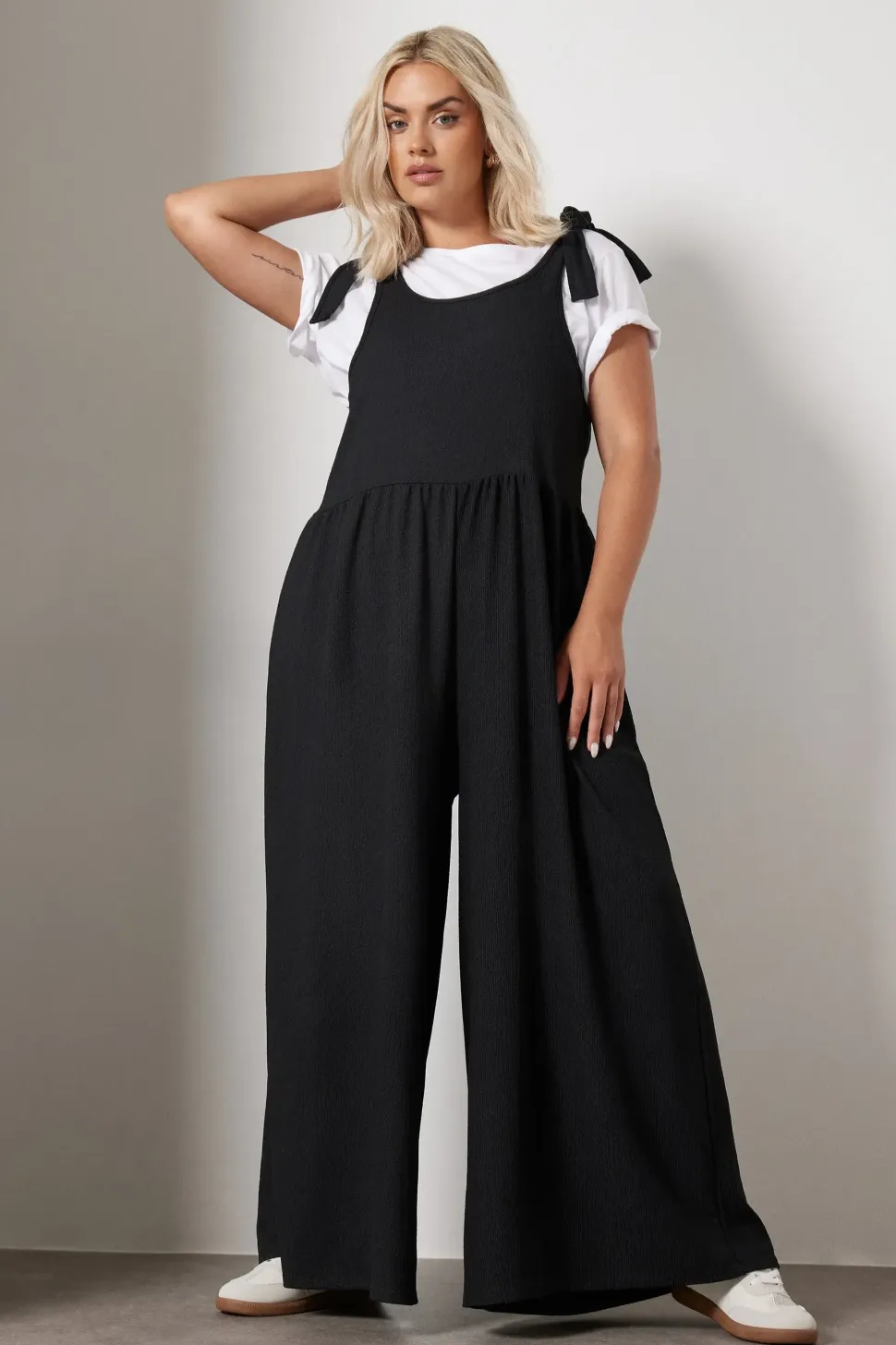 Wide Leg Textured Jumpsuit