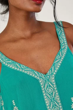 Wide Strap Embroidered V-Neck Cami