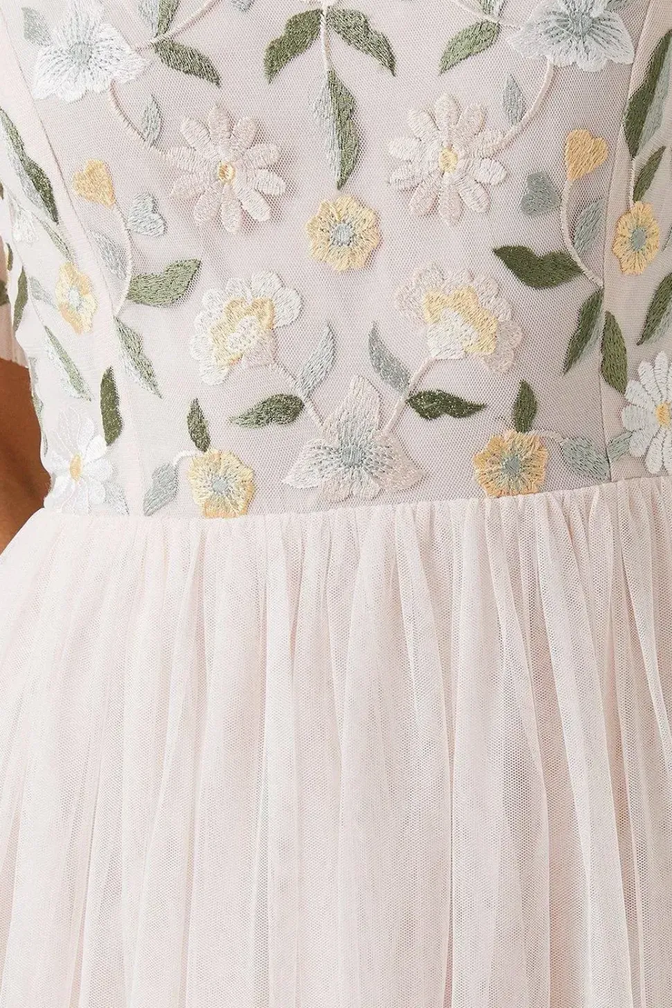 Wildflower Embroidered Top Mesh Skirt Bridesmaid Dress
