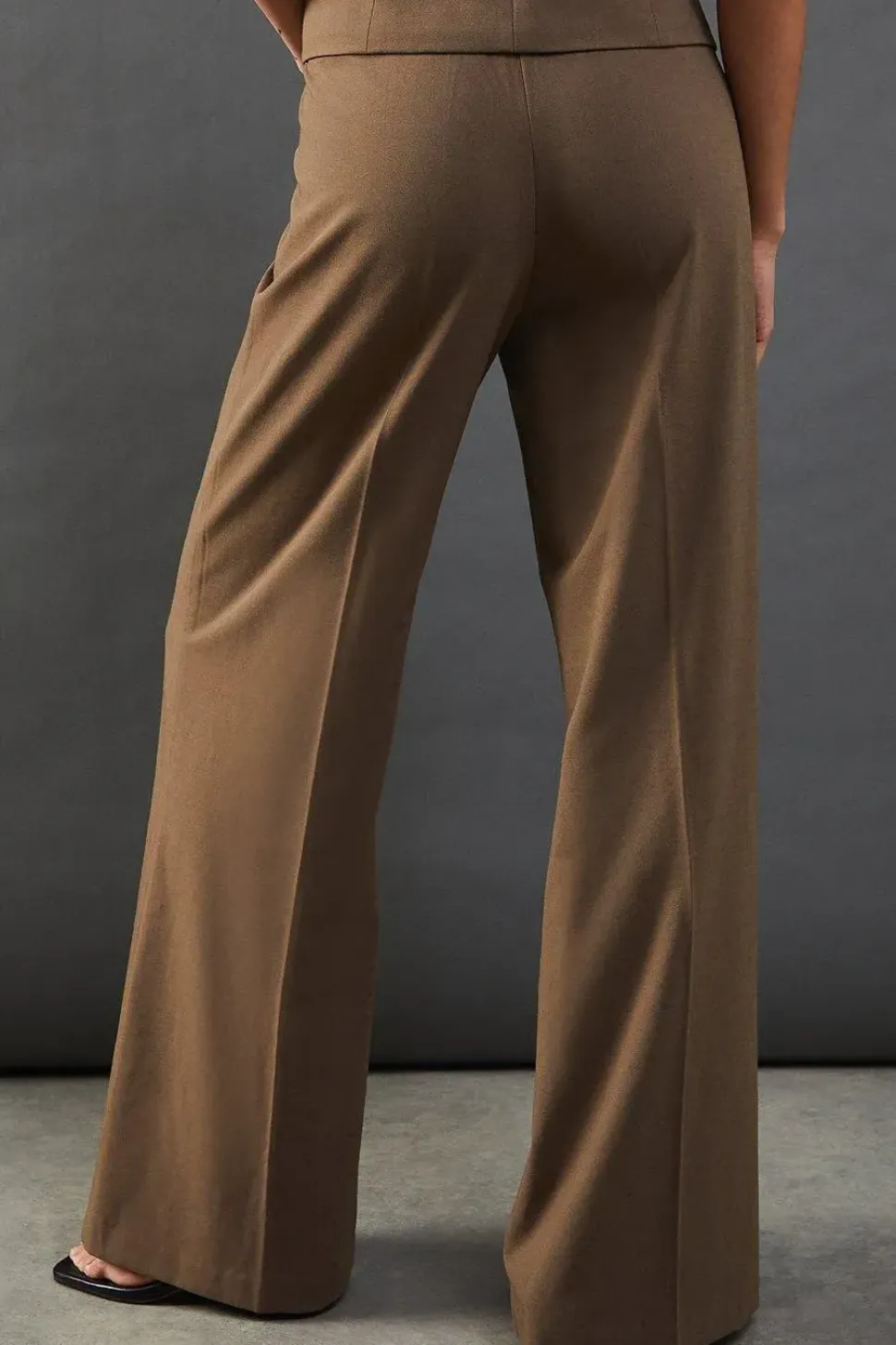 Wool Blend Relaxed High Waisted Wide Leg Trouser
