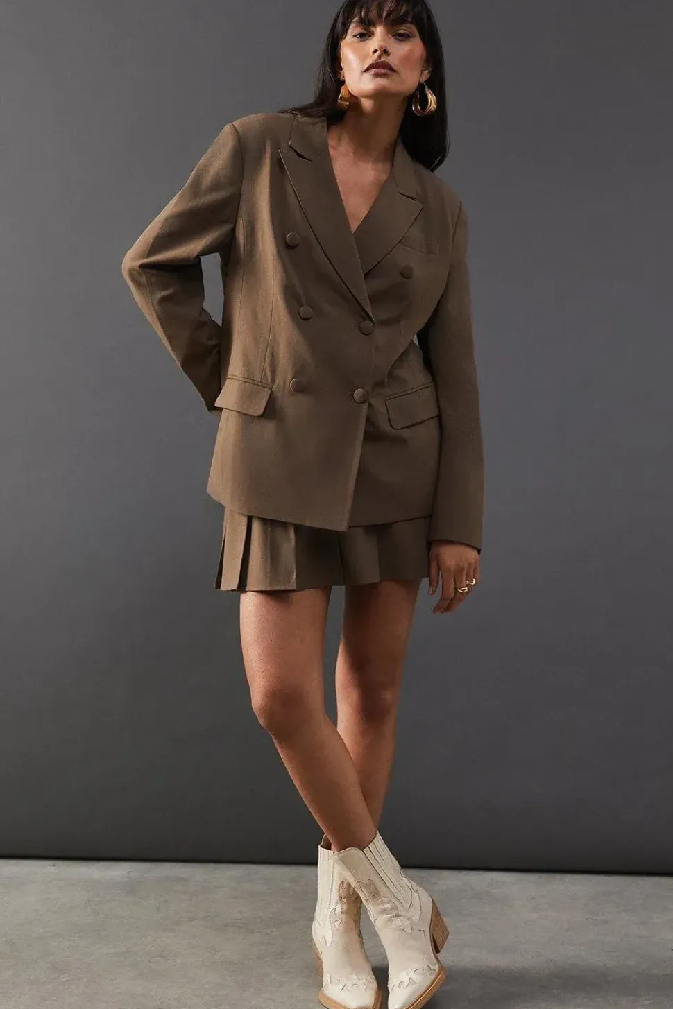 Wool Blend Tailored Flippy Skirt