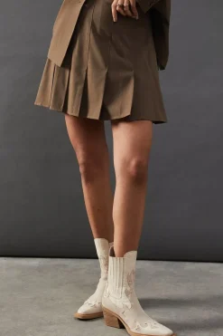 Wool Blend Tailored Flippy Skirt