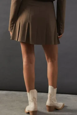 Wool Blend Tailored Flippy Skirt