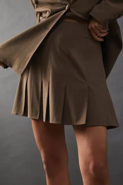 Wool Blend Tailored Flippy Skirt