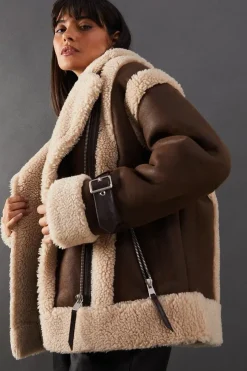 Wool Lined Shearling Biker Jacket