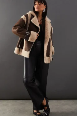 Wool Lined Shearling Biker Jacket