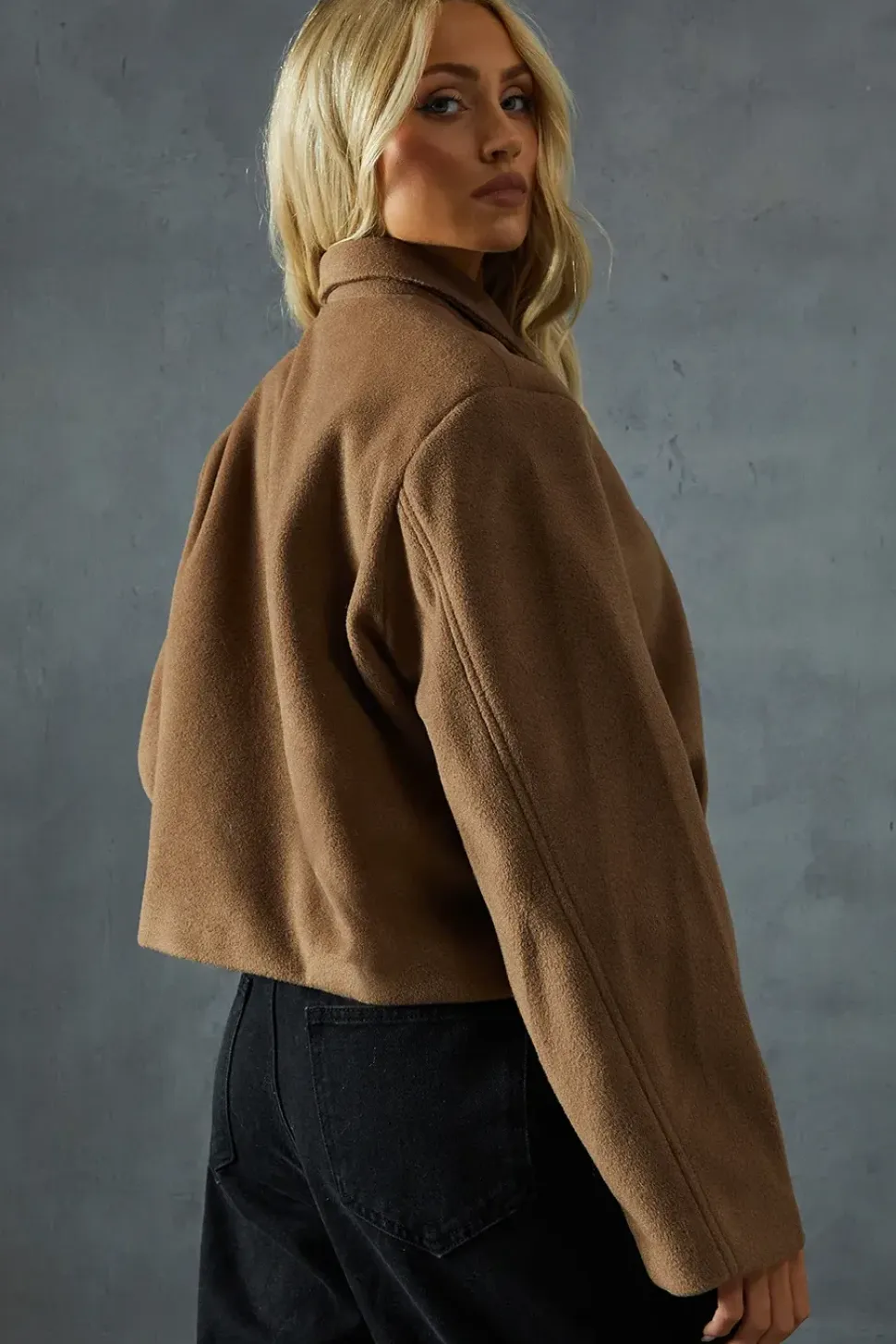 Wool Look Boxy Drop Shoulder Jacket
