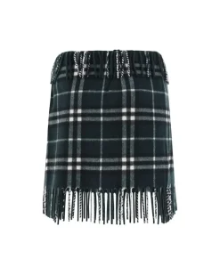 Wool Mini Skirt with Scarf-Style Design and Leather Strap Closure