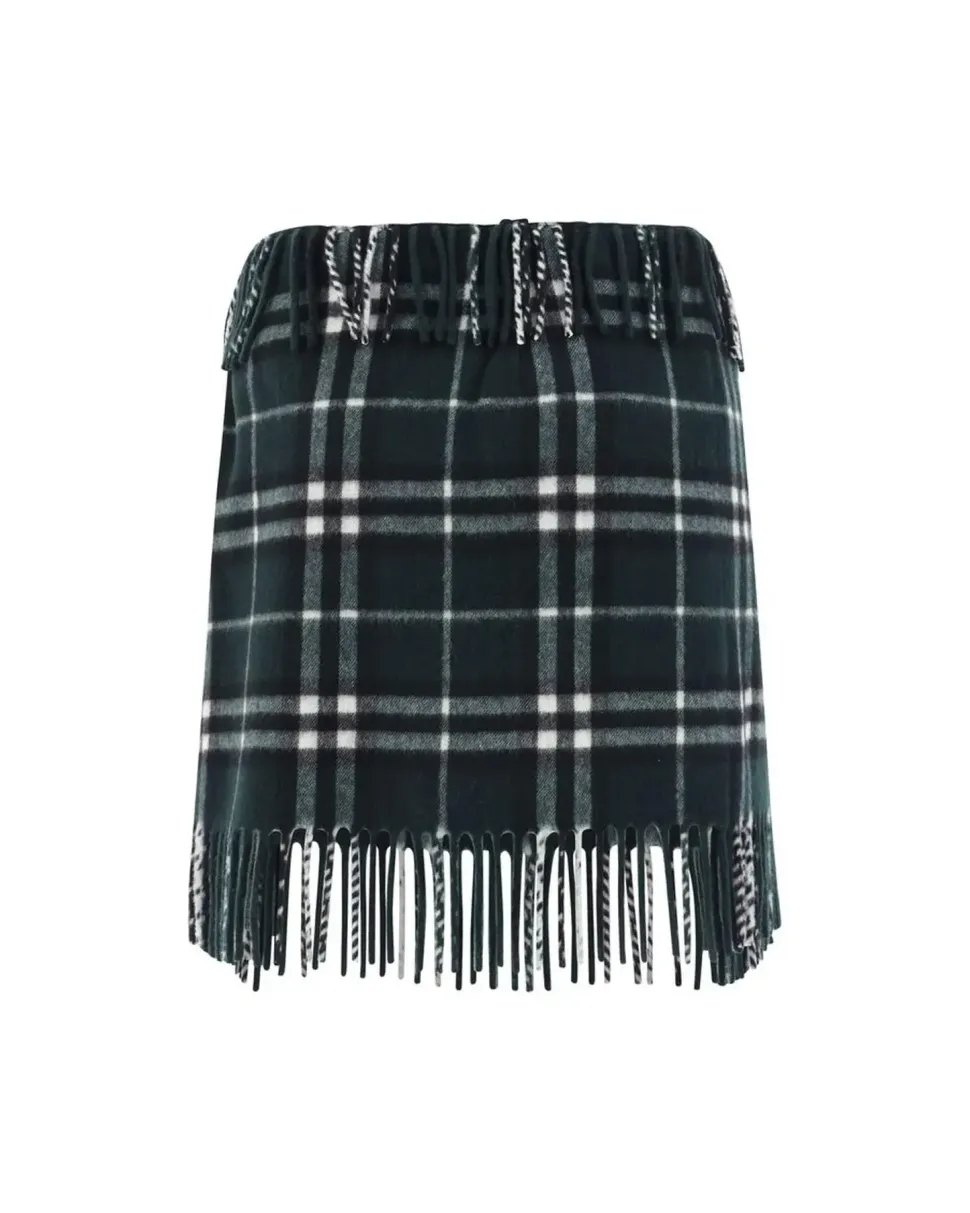 Wool Mini Skirt with Scarf-Style Design and Leather Strap Closure