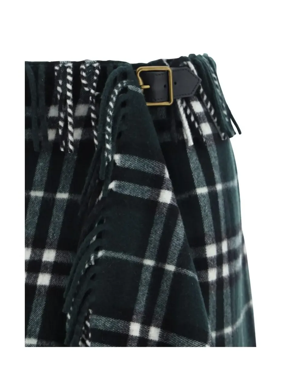 Wool Mini Skirt with Scarf-Style Design and Leather Strap Closure