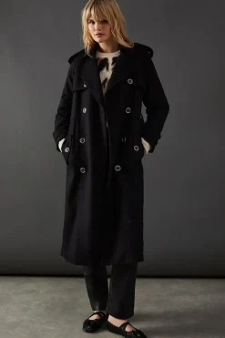 Wool Mix Belted Trench Coat
