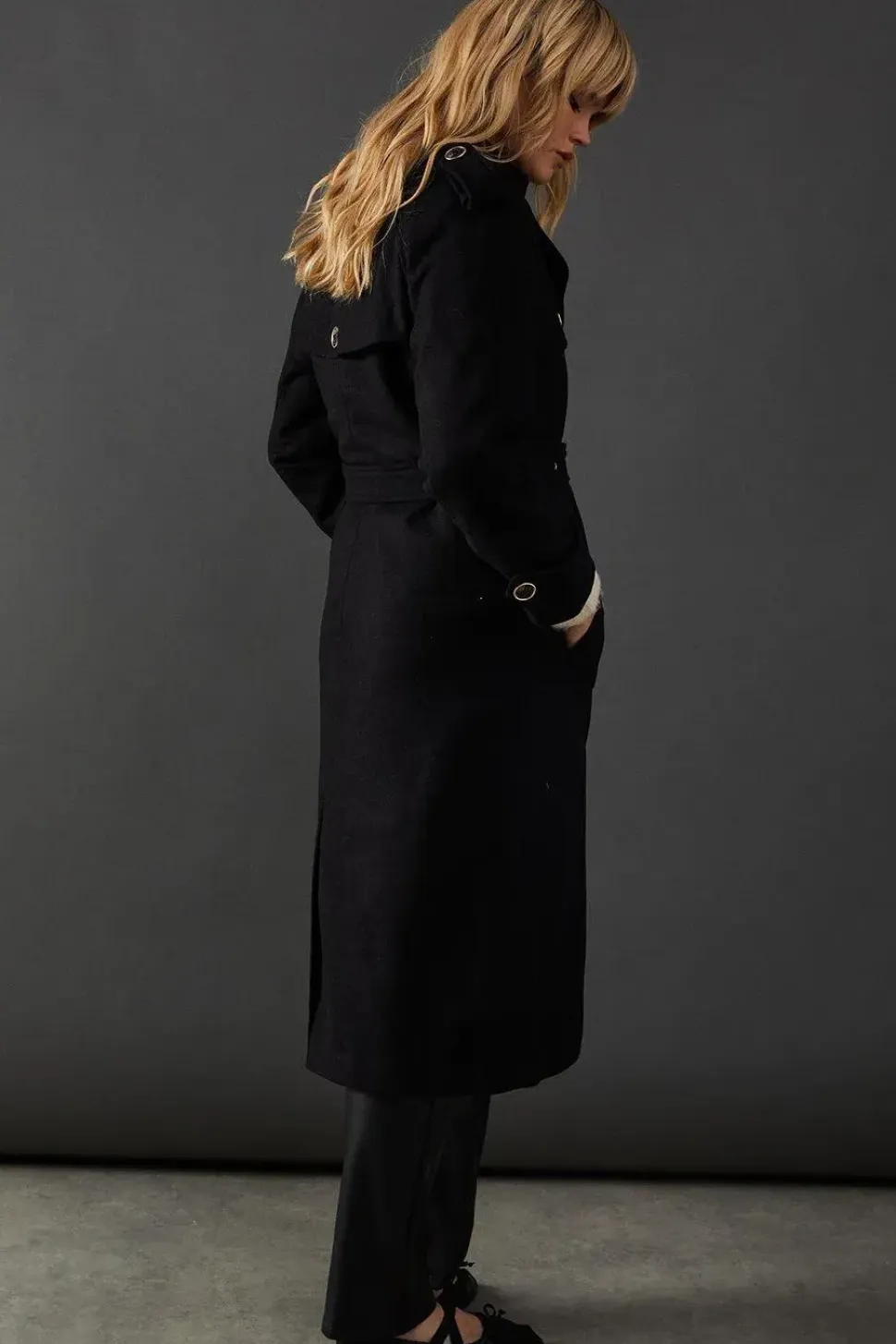 Wool Mix Belted Trench Coat