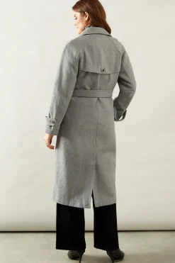 Wool Mix Military Belted Trench Coat