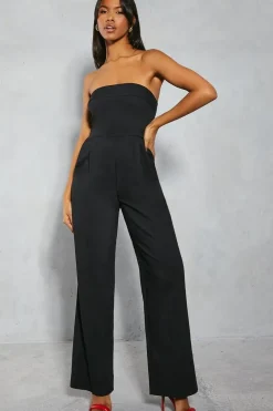 Woven Bandeau Straight Leg Jumpsuit