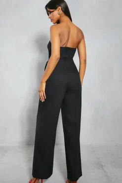 Woven Bandeau Straight Leg Jumpsuit