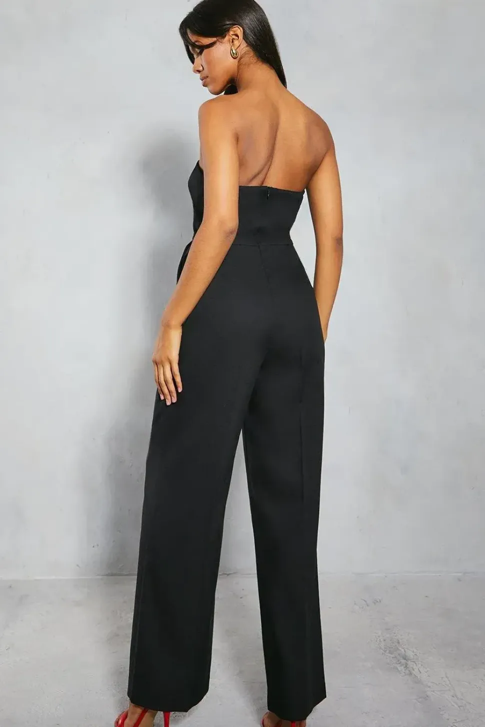 Woven Bandeau Straight Leg Jumpsuit
