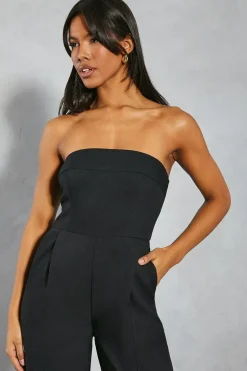 Woven Bandeau Straight Leg Jumpsuit