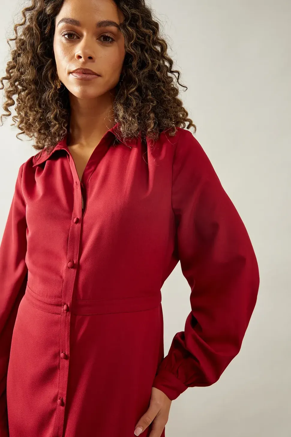 Woven Collared Shirt Dress