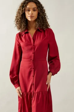 Woven Collared Shirt Dress