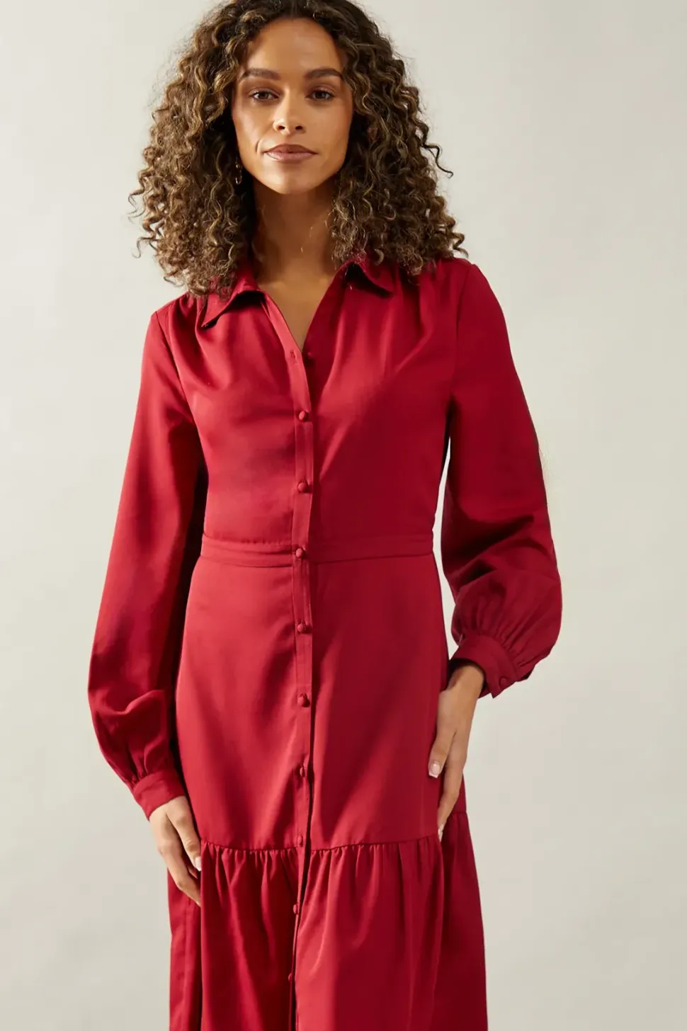 Woven Collared Shirt Dress