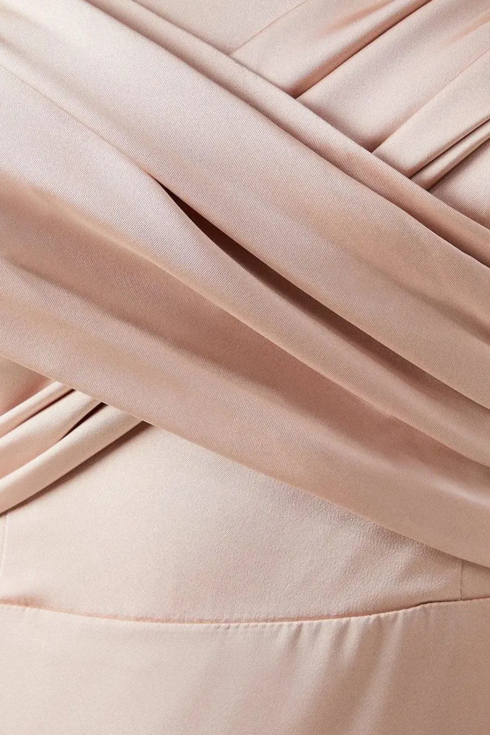 Wrap Bodice Draped Sleeve Satin Maxi Bridesmaid Dress