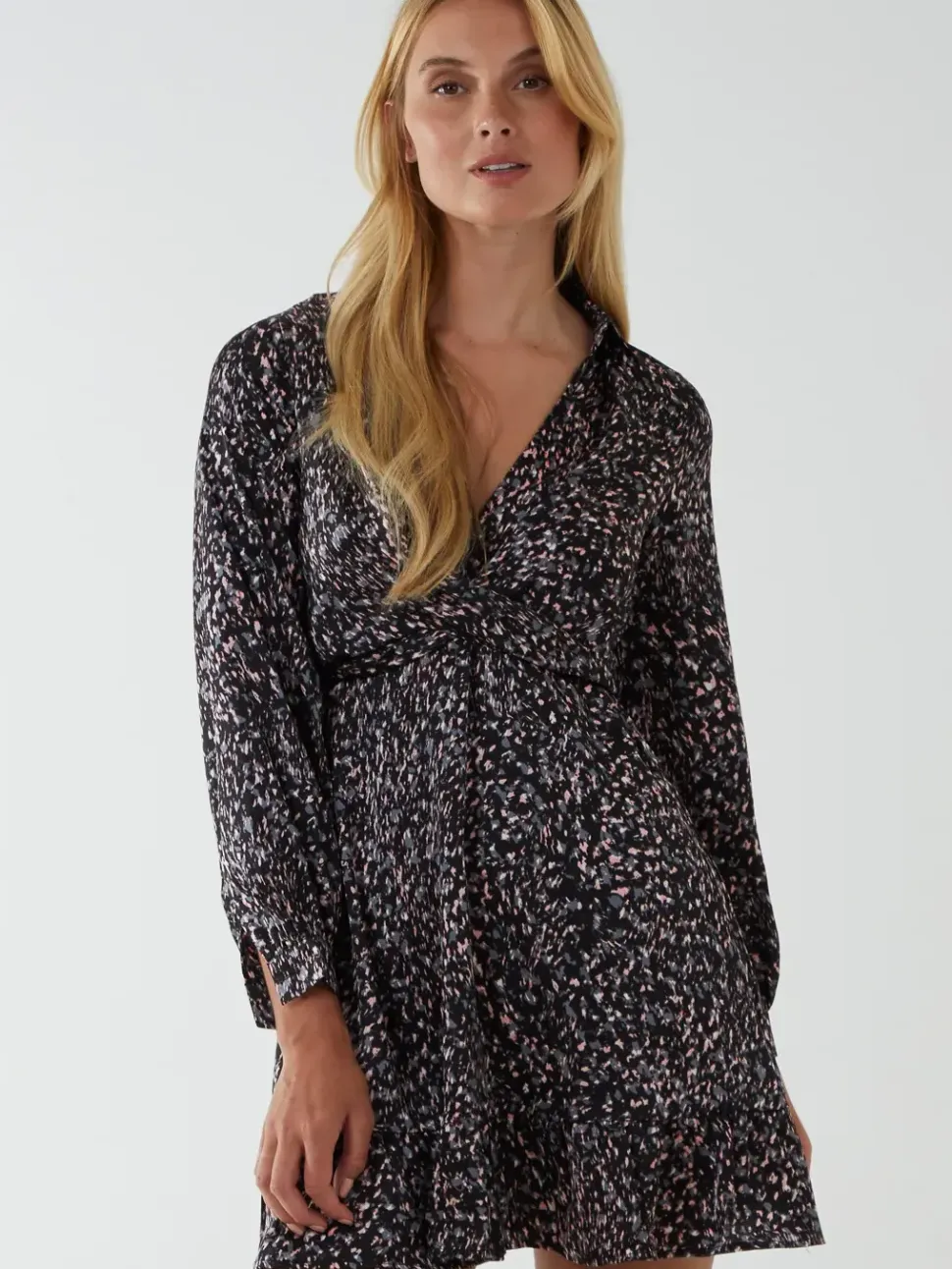 Wrap Bust Mini Shirt Dress