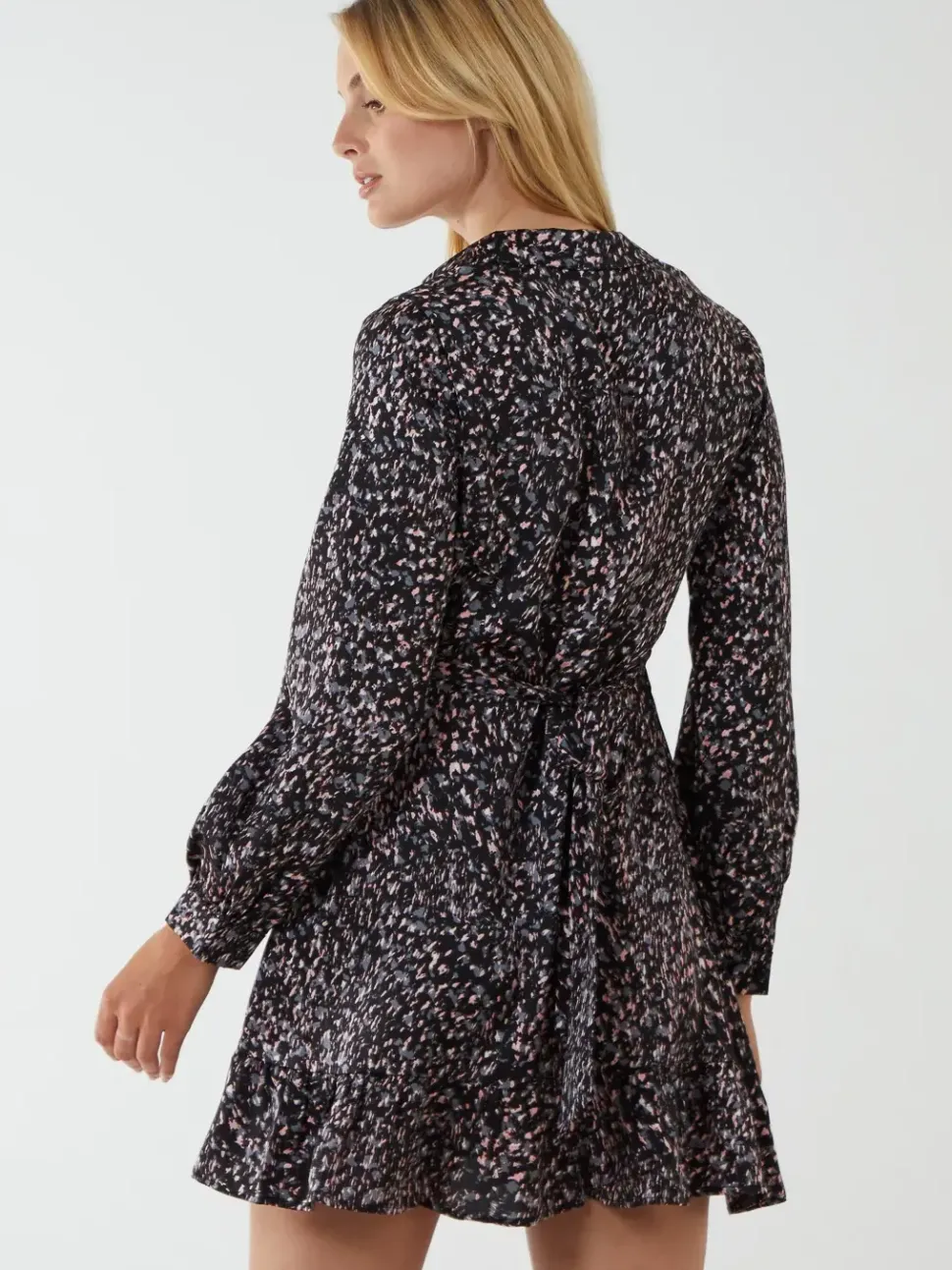 Wrap Bust Mini Shirt Dress