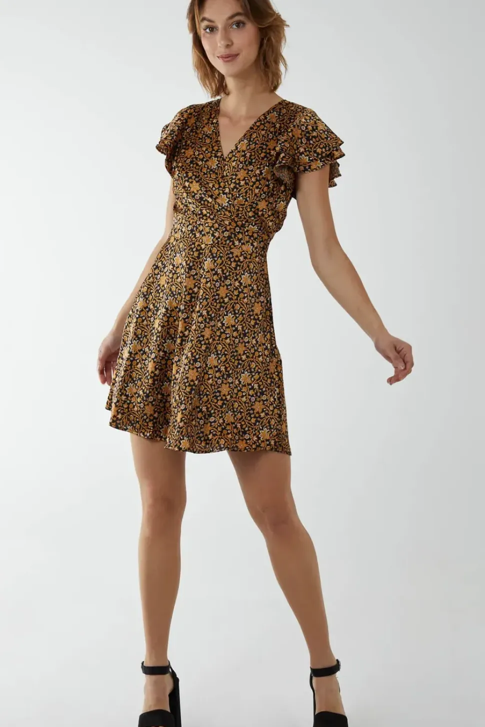 Wrap Frill Mini Dress