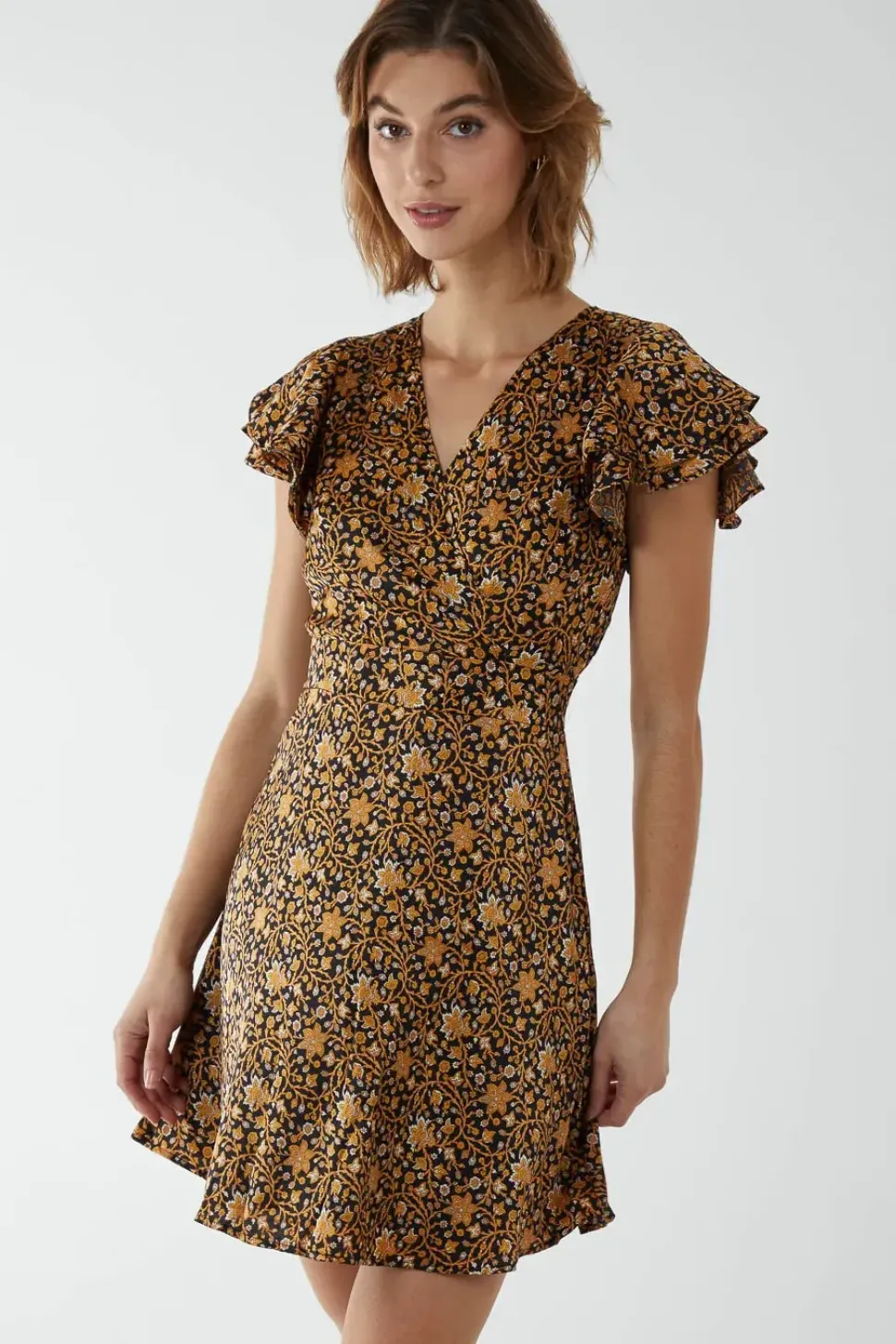 Wrap Frill Mini Dress