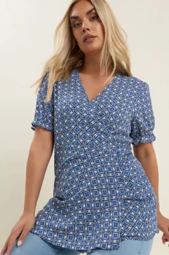 Wrap Frill Sleeve Blouse