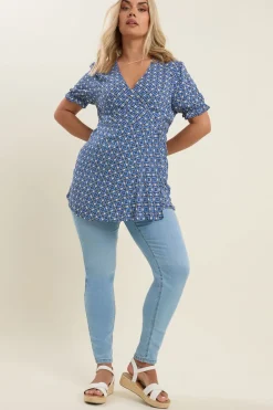 Wrap Frill Sleeve Blouse