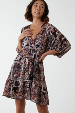 Wrap Front Kimono Sleeve Dress