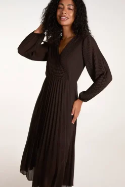 Wrap Front Pleated Maxi Dress