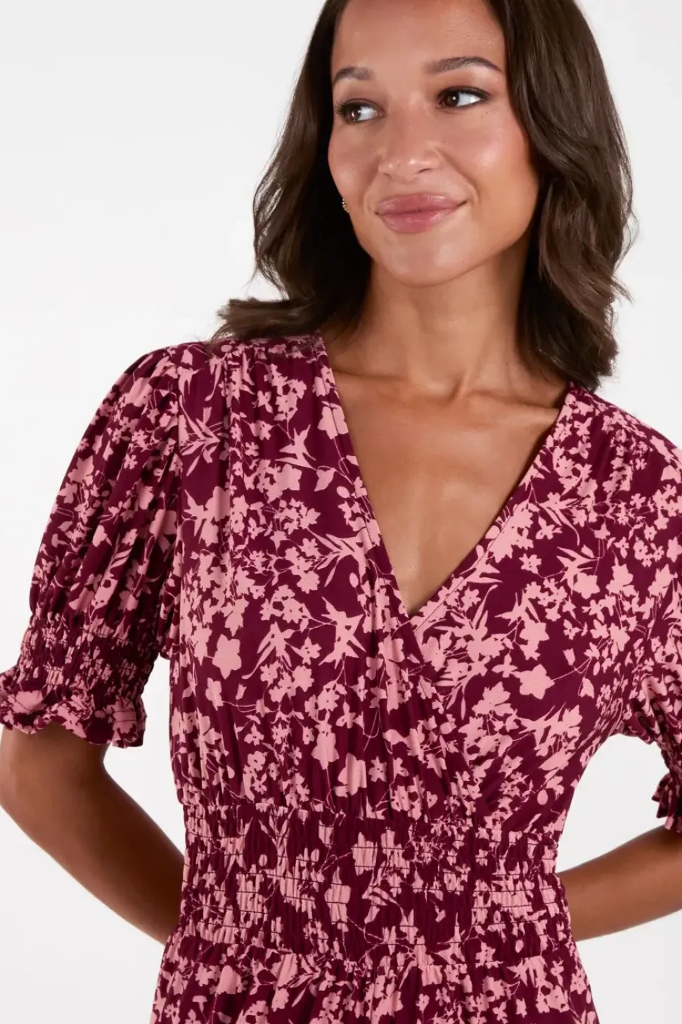 Wrap Front Shirring Waist Jumpsuit